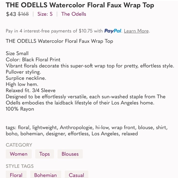 Anthropologie The Odells Floral V-Neck Top Blouse - Picture 9 of 9